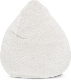 Sitting Point Poufs Pouf Poire XXL Fausse Fourrure Douce à Relief Ivoire 80x130cm