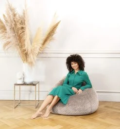 Sitting Point Poufs Pouf Poire XXL Fausse Fourrure Douce à Relief Taupe 80x130cm -Magasin De Chaises pouf poire xxl fausse fourrure douce a relief taupe 80x130cm 4