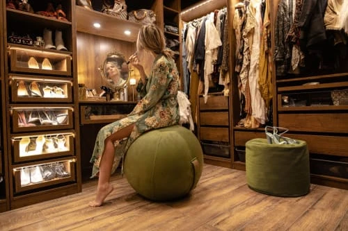 Pouf rond d'intérieur en velours sauge Jumbo Bag Poufs Pouf Rond D'intérieur En Velours Sauge -Magasin De Chaises pouf rond d interieur en velours sauge 1