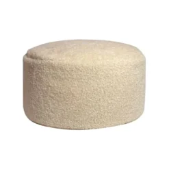 Now’s Home Poufs Pouf Rond Effet Fourrure Bouclette Beige H35cm