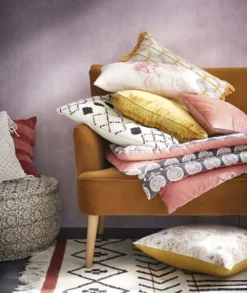 Maisons Du Monde Poufs Pouf Rond En Coton Imprimé -Magasin De Chaises pouf rond en coton imprime 1000 3 32 165549 7