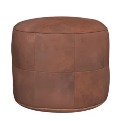 Rendez Vous Déco Poufs Pouf Rond En Cuir Camel