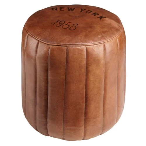 Pouf rond en cuir marron Maisons Du Monde Poufs Pouf Rond En Cuir Marron -Magasin De Chaises pouf rond en cuir marron 1000 8 32 225122 1
