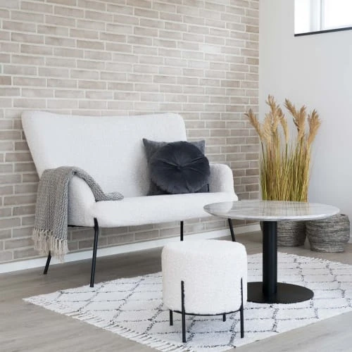 Pouf rond en tissu bouclette et métal D35,5cm blanc House Nordic Poufs Pouf Rond En Tissu Bouclette Et Métal D35,5cm Blanc -Magasin De Chaises pouf rond en tissu bouclette et metal d35 5cm blanc 1