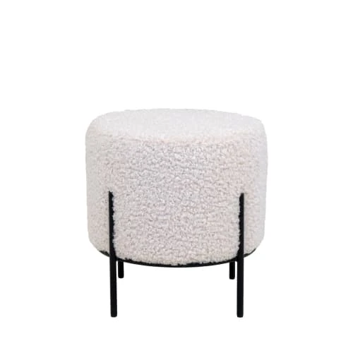 Pouf rond en tissu bouclette et métal D35,5cm blanc House Nordic Poufs Pouf Rond En Tissu Bouclette Et Métal D35,5cm Blanc -Magasin De Chaises pouf rond en tissu bouclette et metal d35 5cm blanc 2