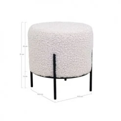 House Nordic Poufs Pouf Rond En Tissu Bouclette Et Métal D35,5cm Blanc 3 House Nordic Poufs Pouf Rond En Tissu Bouclette Et Métal D35,5cm Blanc -Magasin De Chaises pouf rond en tissu bouclette et metal d35 5cm blanc 3