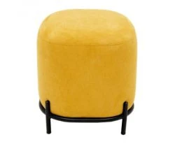 Meubles & Design Poufs Pouf Rond En Tissu Pieds Métal Jaune -Magasin De Chaises pouf rond en tissu pieds metal jaune 2