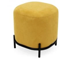 Meubles & Design Poufs Pouf Rond En Tissu Pieds Métal Jaune