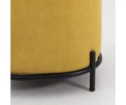 Meubles & Design Poufs Pouf Rond En Tissu Pieds Métal Jaune -Magasin De Chaises pouf rond en tissu pieds metal jaune 4