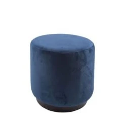 Leitmotiv Poufs Pouf Rond En Velours Bleu Denim -Magasin De Chaises pouf rond en velours bleu denim 2
