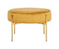 Meubles & Design Poufs Pouf Rond En Velours Et Pieds Doré Moutarde