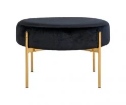 Magasin De Chaises -Magasin De Chaises pouf rond en velours et pieds dore noir