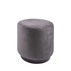 Leitmotiv Poufs Pouf Rond En Velours Noir -Magasin De Chaises pouf rond en velours marron et taupe 1