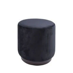 Leitmotiv Poufs Pouf Rond En Velours Bleu Denim -Magasin De Chaises pouf rond en velours noir