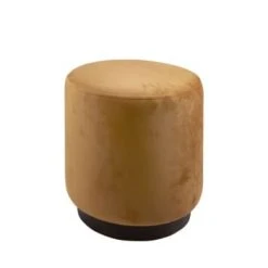 Leitmotiv Poufs Pouf Rond En Velours Noir -Magasin De Chaises pouf rond en velours ocre 1