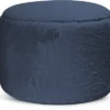Sitting Point Poufs Pouf Rond Fausse Fourrure Douce Bleu Diamètre 50x30cm