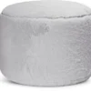 Sitting Point Poufs Pouf Rond Fausse Fourrure Douce Gris Clair Diamètre 50x30cm