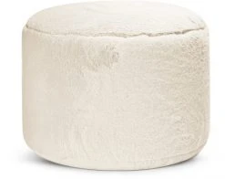 Sitting Point Poufs Pouf Rond Fausse Fourrure Douce Taupe Beige 50x30cm