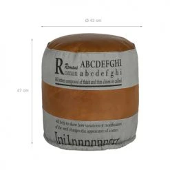 WOMO-DESIGN Poufs Pouf Rond, Gris/marron, Ø 43x47 Cm, En Cuir -Magasin De Chaises pouf rond gris marron oe 43x47 cm en cuir 2