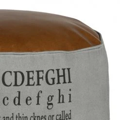 WOMO-DESIGN Poufs Pouf Rond, Gris/marron, Ø 43x47 Cm, En Cuir -Magasin De Chaises pouf rond gris marron oe 43x47 cm en cuir 3