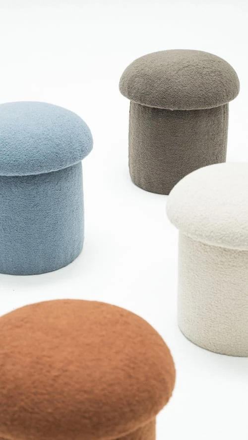 Pouf tapissé avec tissus bouclé en forme de champignon beige RNT By Really Nice Things Poufs Pouf Tapissé Avec Tissus Bouclé En Forme De Champignon Beige -Magasin De Chaises pouf tapisse avec tissus boucle en forme de champignon beige 2