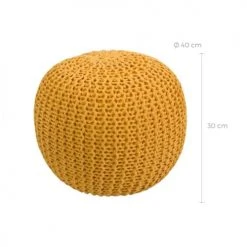 Rendez Vous Déco Poufs Pouf Tricot Rond En Coton Jaune Moutarde -Magasin De Chaises pouf tricot rond en coton jaune moutarde 3