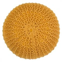 Rendez Vous Déco Poufs Pouf Tricot Rond En Coton Jaune Moutarde -Magasin De Chaises pouf tricot rond en coton jaune moutarde 4
