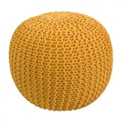 Rendez Vous Déco Poufs Pouf Tricot Rond En Coton Jaune Moutarde -Magasin De Chaises pouf tricot rond en coton jaune moutarde 5