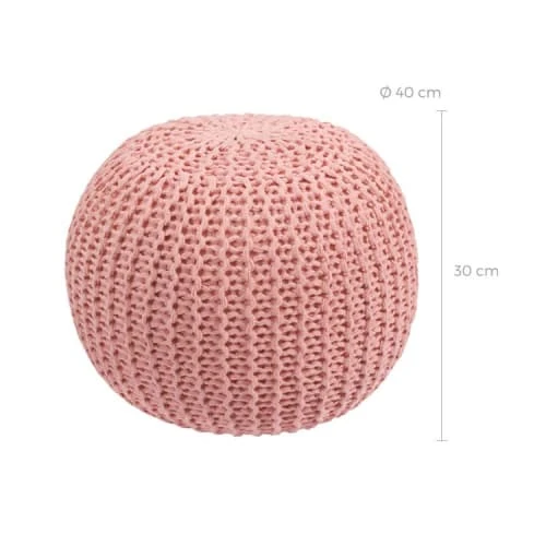 Pouf tricot rond en coton rose poudré Rendez Vous Déco Poufs Pouf Tricot Rond En Coton Rose Poudré -Magasin De Chaises pouf tricot rond en coton rose poudre 2
