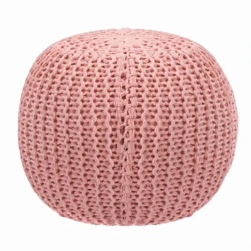 Pouf tricot rond en coton rose poudré Rendez Vous Déco Poufs Pouf Tricot Rond En Coton Rose Poudré -Magasin De Chaises pouf tricot rond en coton rose poudre 4