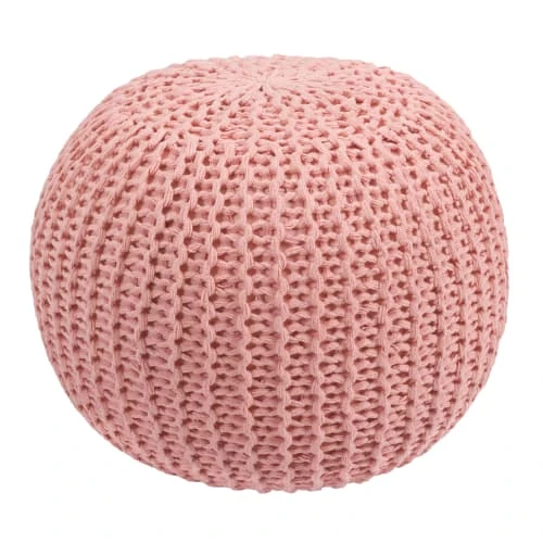 Pouf tricot rond en coton rose poudré Rendez Vous Déco Poufs Pouf Tricot Rond En Coton Rose Poudré -Magasin De Chaises pouf tricot rond en coton rose poudre 5