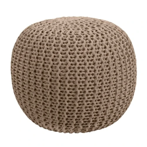 Pouf tricot rond en coton taupe Rendez Vous Déco Poufs Pouf Tricot Rond En Coton Taupe -Magasin De Chaises pouf tricot rond en coton taupe 5