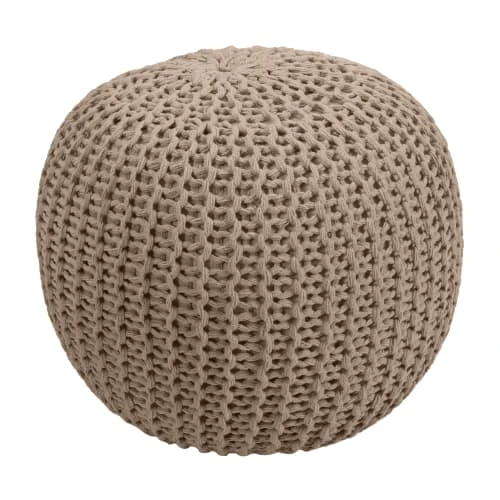 Pouf tricot rond en coton taupe Rendez Vous Déco Poufs Pouf Tricot Rond En Coton Taupe -Magasin De Chaises pouf tricot rond en coton taupe
