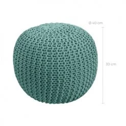 Rendez Vous Déco Poufs Pouf Tricot Rond En Coton Vert Céladon -Magasin De Chaises pouf tricot rond en coton vert celadon 3