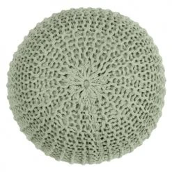 Rendez Vous Déco Poufs Pouf Tricot Rond En Coton Vert Clair -Magasin De Chaises pouf tricot rond en coton vert clair 2
