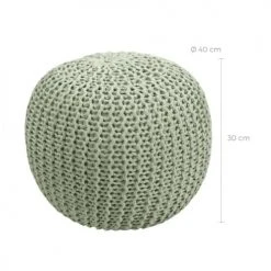 Rendez Vous Déco Poufs Pouf Tricot Rond En Coton Vert Clair -Magasin De Chaises pouf tricot rond en coton vert clair 3