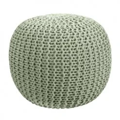 Rendez Vous Déco Poufs Pouf Tricot Rond En Coton Vert Clair -Magasin De Chaises pouf tricot rond en coton vert clair 5