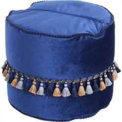 ReCollection Poufs Pouf Velours Bleu H38cm -Magasin De Chaises pouf velours bleu h38cm 2