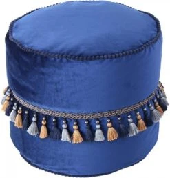 ReCollection Poufs Pouf Velours Bleu H38cm