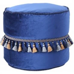 ReCollection Poufs Pouf Velours Bleu H38cm -Magasin De Chaises pouf velours bleu h38cm 3