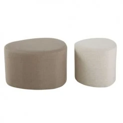Maisons Du Monde Poufs Gris Clair Et Blanc (x2) -Magasin De Chaises poufs gris clair et blanc x2 1000 8 19 215228 2