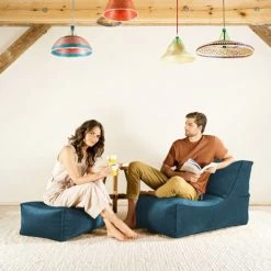 Sitting Point Poufs Repose-pied D'intérieur Aspect Velours Pétrole 55x65x35cm -Magasin De Chaises repose pied d interieur aspect velours petrole 55x65x35cm 2