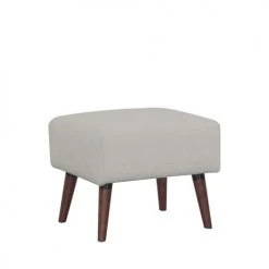 Drawer Repose-pieds En Tissu Bouclette Pieds Bois Foncé Gris Clair