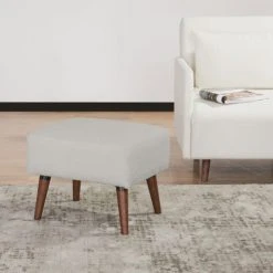 Drawer Repose-pieds En Tissu Bouclette Pieds Bois Foncé Gris Clair -Magasin De Chaises repose pieds en tissu bouclette pieds bois fonce gris clair 5