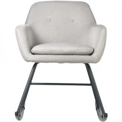 ATHM DESIGN Fauteuils Rocking Chair Assise Tissu Gris Clair Pieds Métal Noir -Magasin De Chaises rocking chair assise tissu gris clair pieds metal noir 4