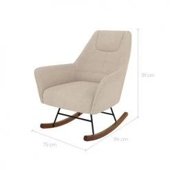Rendez Vous Déco Fauteuils Rocking-chair Beige Effet Laine Bouclette En Tissu -Magasin De Chaises rocking chair beige effet laine bouclette en tissu 2