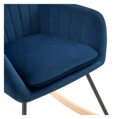 Rendez Vous Déco Fauteuils Rocking-chair En Velours Bleu Et Pieds En Métal Et Bois 3 Rendez Vous Déco Fauteuils Rocking-chair En Velours Bleu Et Pieds En Métal Et Bois -Magasin De Chaises rocking chair en velours bleu et pieds en metal et bois 3