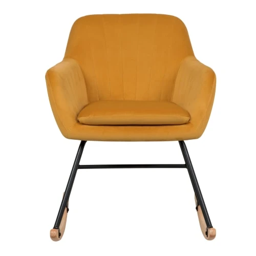 Rocking-chair en velours jaune Rendez Vous Déco Fauteuils Rocking-chair En Velours Jaune -Magasin De Chaises rocking chair en velours jaune 1