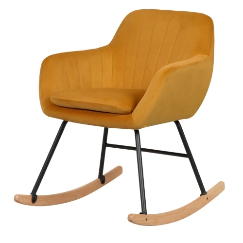 Rocking-chair en velours jaune Rendez Vous Déco Fauteuils Rocking-chair En Velours Jaune -Magasin De Chaises rocking chair en velours jaune